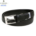 訳あり商品 ランバン レザーベルト LANVIN COLLECTION メンズ ブランド 日本製 本革 サフィアーノエンボスレザー LONG SIZE 黒 25...