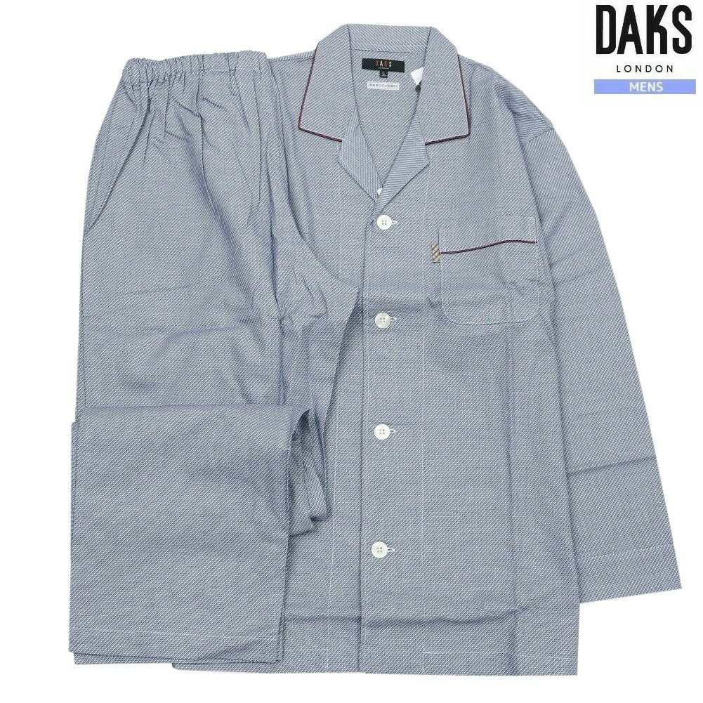 DAKS パジャマ ダックス 8%OFF メンズ ブランド ギフト プレゼント 日本製 ワンポイントチェック 前開き 紳士 長袖 長ズボン 紺 2504BE