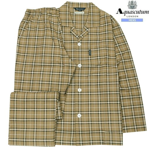 アクアスキュータム パジャマ Aquascutum メンズ ブランド ギフト プレゼント 日本製 ツイルチェック 前開き 紳士 長袖 長ズボン ベージュ 0205BE アクアスキュータム パジャマ Aquascutum メンズ ブランド ギフト プレゼント 日本製 ツイルチェック 前開き 紳士 長袖 長ズボン ベージュ 0205BE