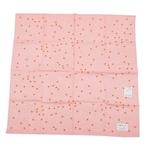 anewのアニエスベー ハンカチ 2枚セット agnes b. ブランド ギフト プレゼント 日本製 ハート プリント コットン ピンク×赤 1505BE【ネコポスで送料無料】｜アングル2