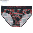 箱なし エンポリオアルマーニ ブリーフ パンツ EMPORIO ARMANI メンズ ブランド タータンチェック コットン ストレッチ 赤 1206BE【ネコポ...