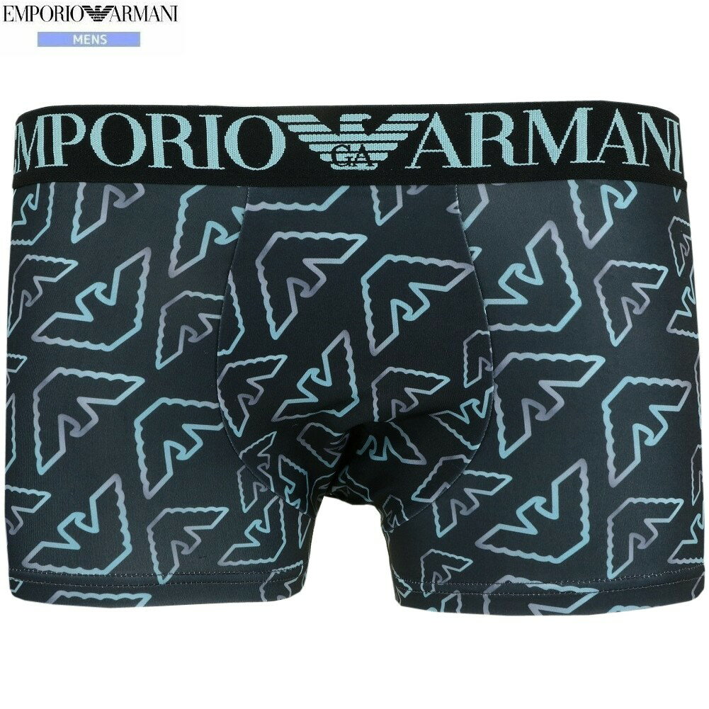 箱なし エンポリオアルマーニ ボクサーパンツ EMPORIO ARMANI メンズ ブランド ALL OVER EAGLE マイクロファイバー 黒 0307BE【ネコポスで送料無料】