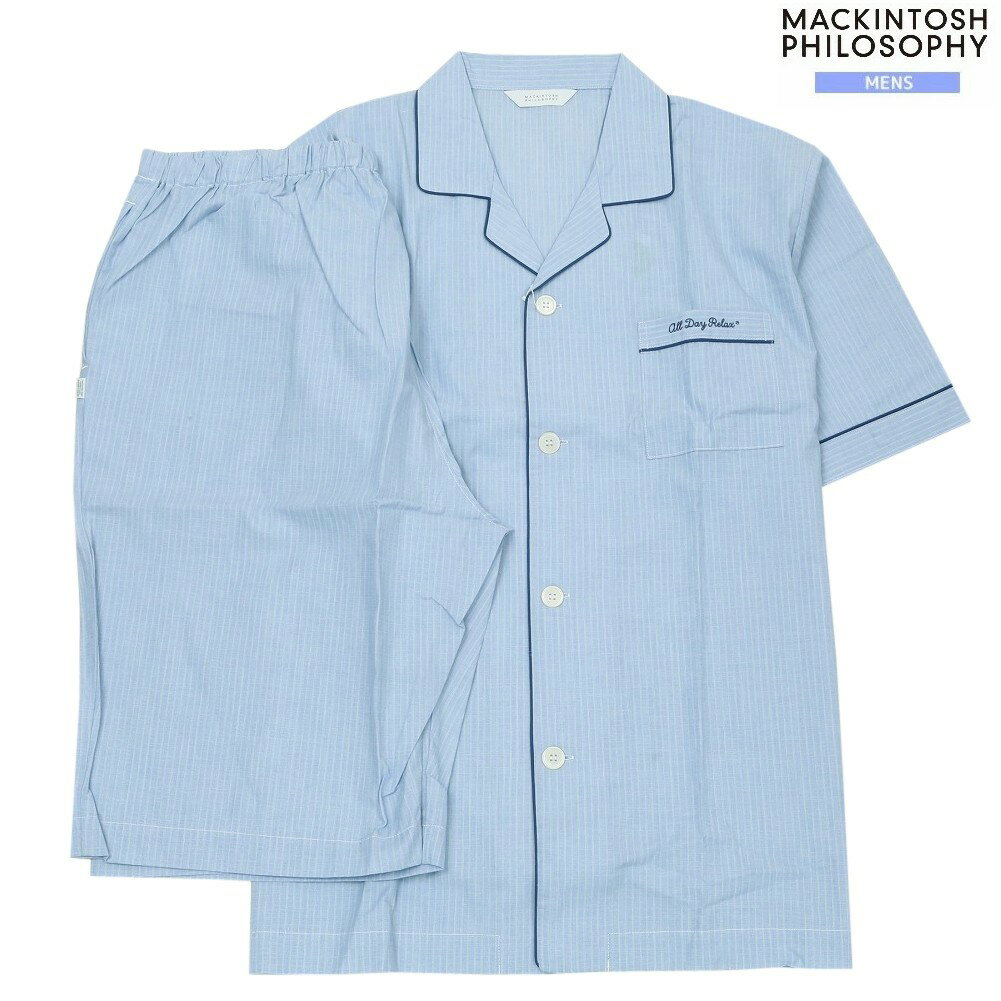 マッキントッシュ パジャマ MACKINTOSH PHILOSOPHY 20%OFF メンズ ブランド ギフト プレゼント 春夏 ストライプ 前開き 紳士 半袖 半ズボン 青 1807BE【ネコポスで送料無料】