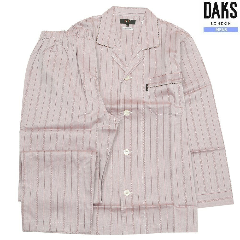 Rakuten - DAKS パジャマ ダックス 15%OFF メンズ ブランド ギフト プレゼント 日本製 艶ストライプ パイピング 前開き 紳士 長袖 長ズボン ピンク 0307BE