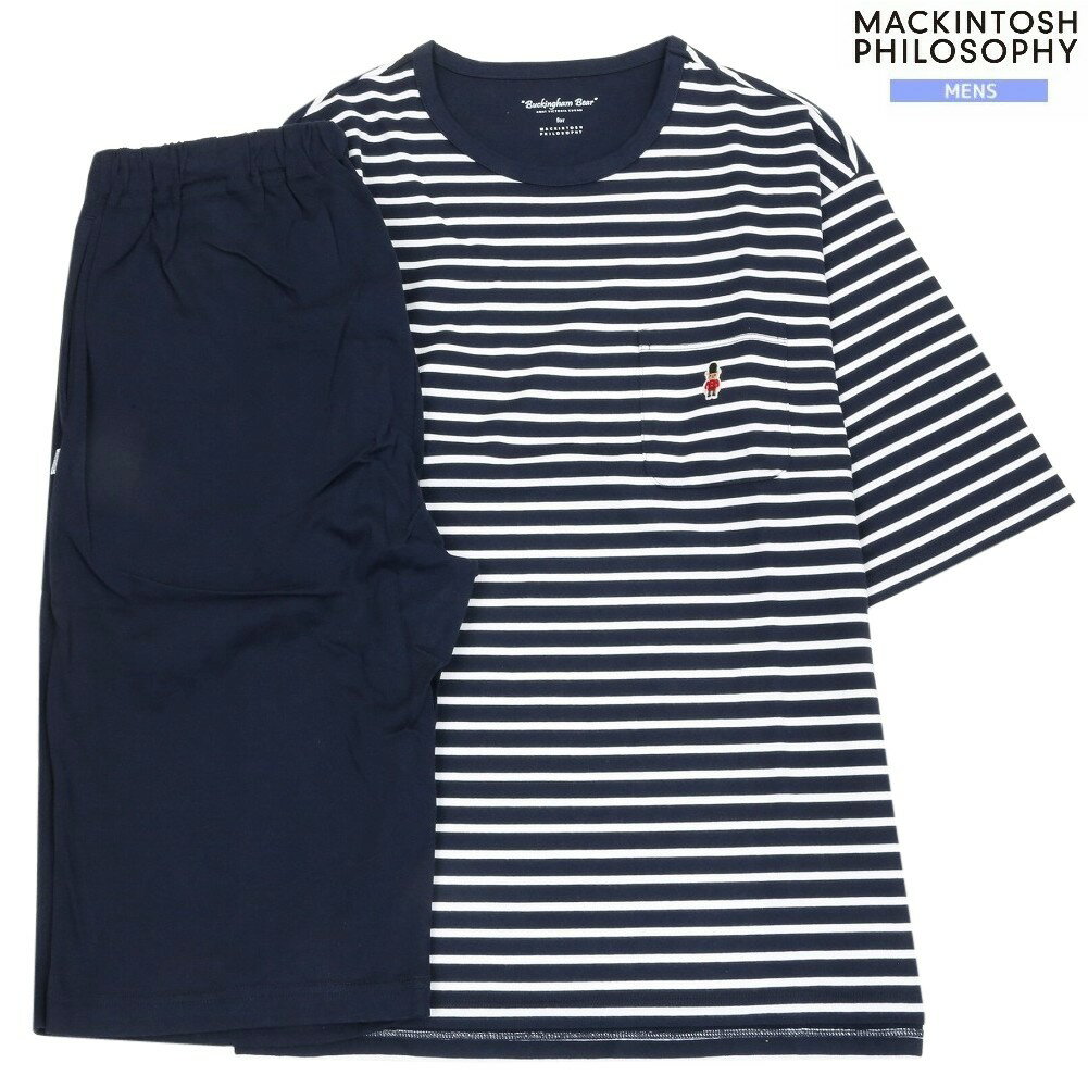 Rakuten - マッキントッシュ パジャマ MACKINTOSH PHILOSOPHY 25%OFF メンズ ブランド ギフト プレゼント 春夏 ボーダー バッキンガムベア クルーネック 紳士 五分袖 半ズボン 紺 1807BE