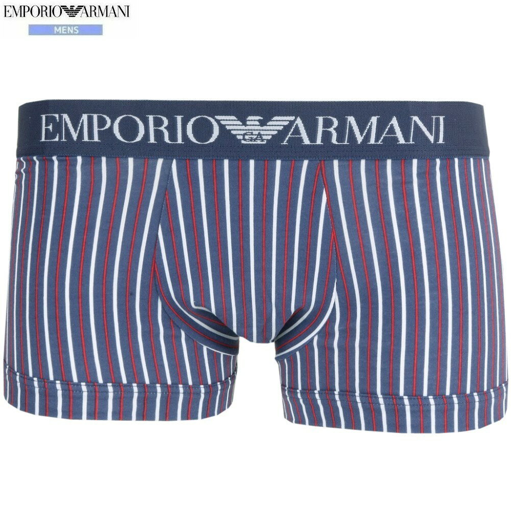 箱なし エンポリオアルマーニ ボクサーパンツ EMPORIO ARMANI メンズ ブランド ストライプ コットン ストレッチ 紺 1807BE【ネコポスで送料無料】