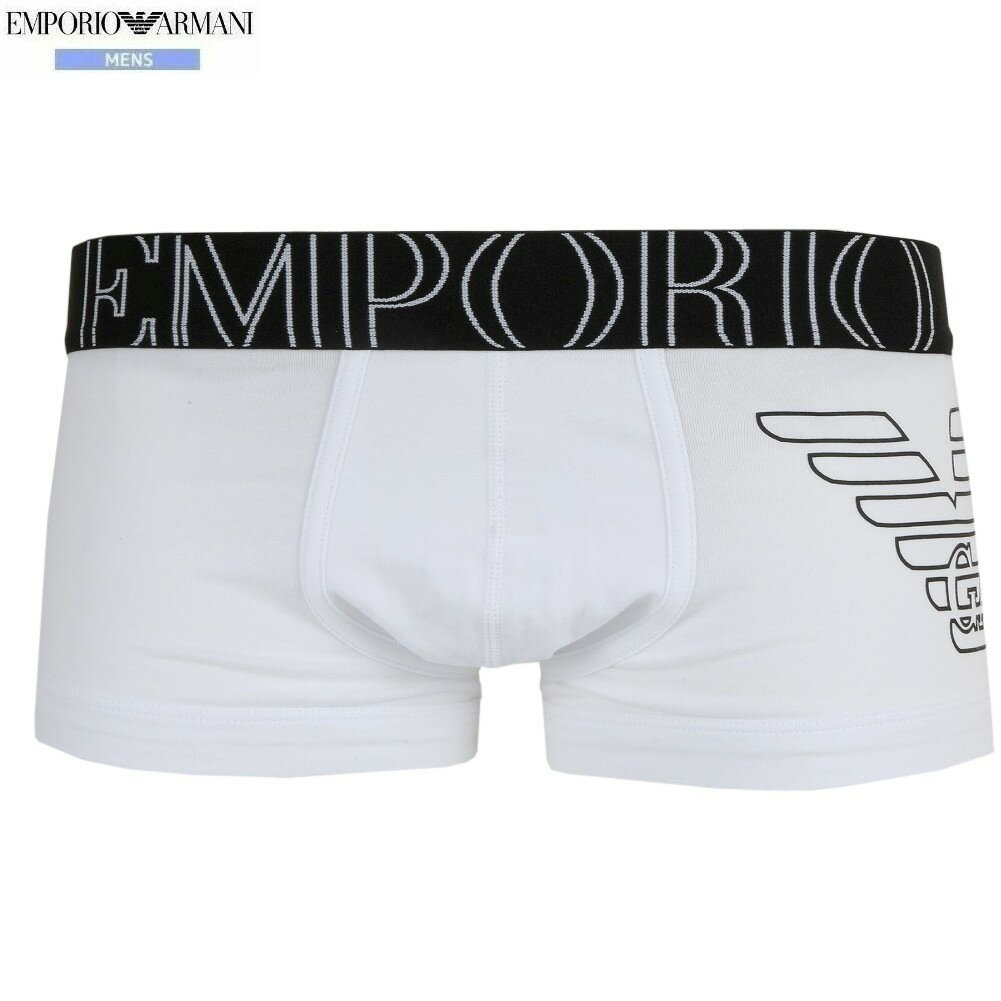 Rakuten - 箱なし エンポリオアルマーニ ボクサーパンツ EMPORIO ARMANI メンズ ブランド ビッグロゴ コットン ストレッチ 白 0808BE【ネコポスで送料無料】