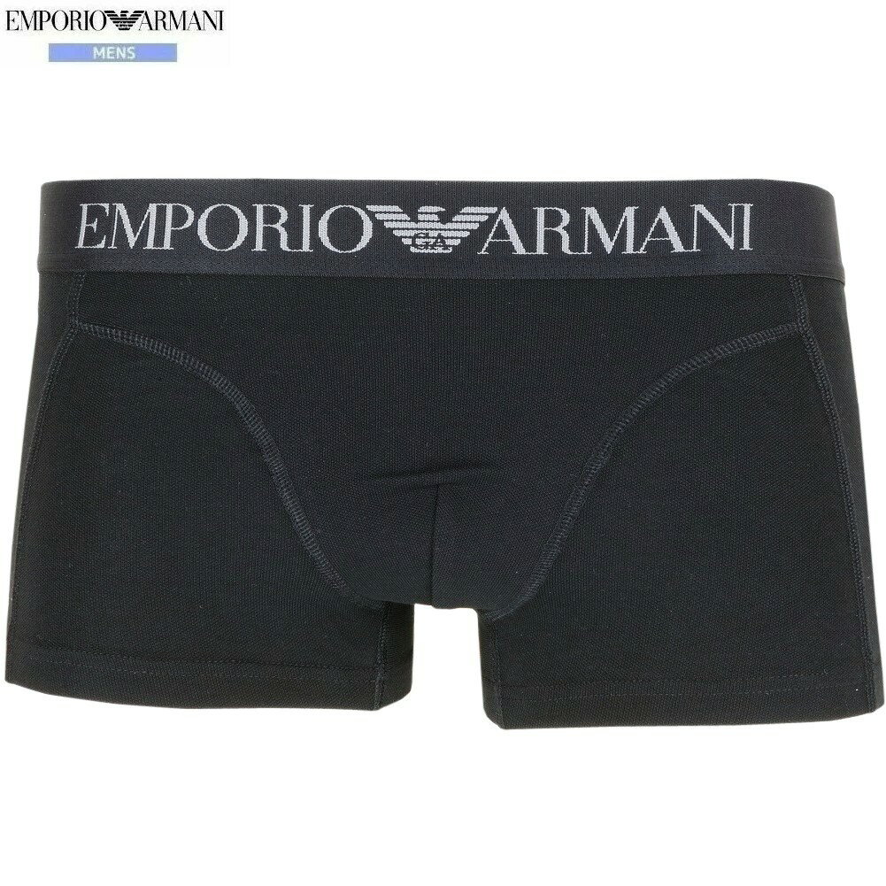Rakuten - 箱なし エンポリオアルマーニ ボクサーパンツ EMPORIO ARMANI メンズ ブランド STRETCH PIQUET コットン ストレッチピケ 黒 2108BE【ネコポスで送料無料】