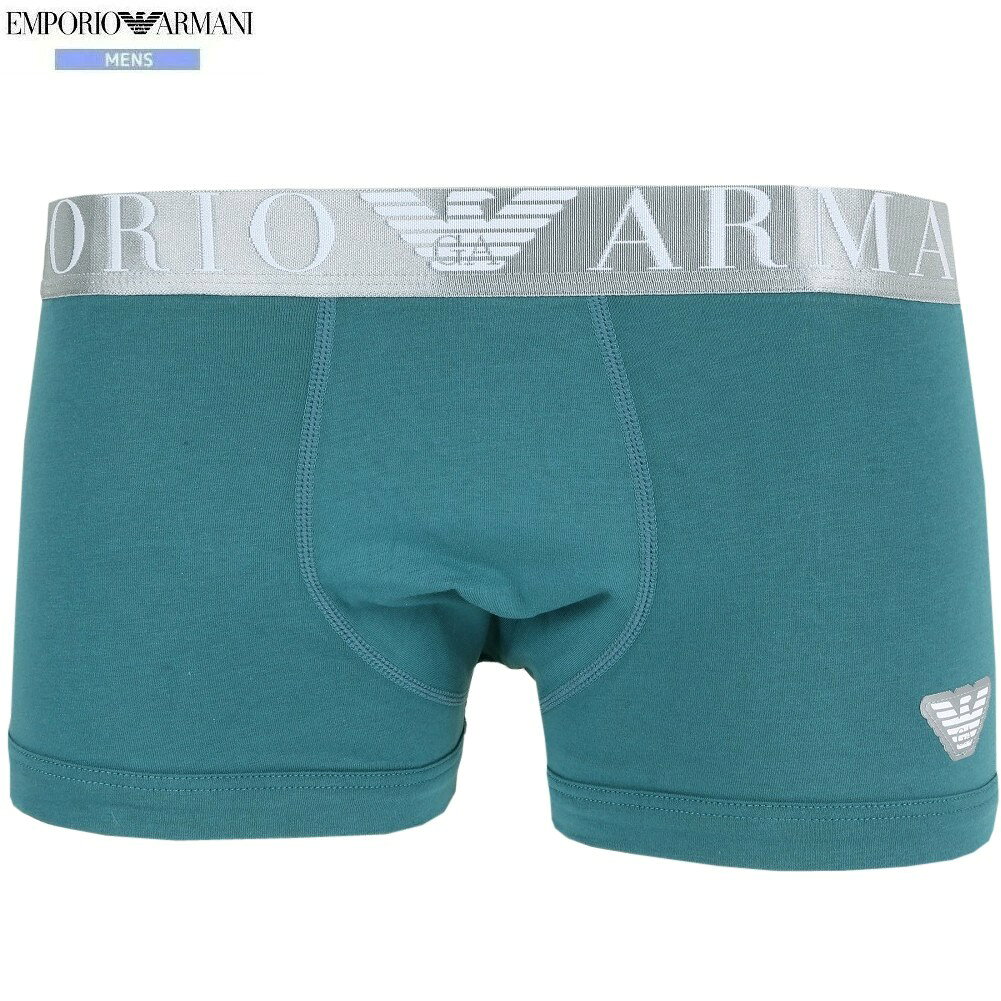 Rakuten - 箱なし エンポリオアルマーニ ボクサーパンツ EMPORIO ARMANI メンズ ブランド SHINY LOGOBAND コットン ストレッチ 青緑 2108BE【ネコポスで送料無料】