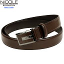 訳あり商品 ニコル レザーベルト NICOLE メンズ ブランド 本革 ロゴ刻印バックル ビジネス スライド式 レザー 暗茶 3110BE