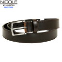 訳あり商品 ニコル レザーベルト NICOLE メンズ ブランド 本革 ロゴ刻印バックル レザー 暗茶 3110BE
