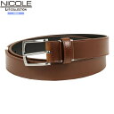 訳あり商品 ニコル レザーベルト NICOLE メンズ ブランド 本革 ロゴ刻印バックル レザー 茶 3110BE