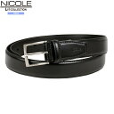 訳あり商品 ニコル レザーベルト NICOLE メンズ ブランド 本革 ロゴ刻印 ビジネス レザー 黒 3110BE