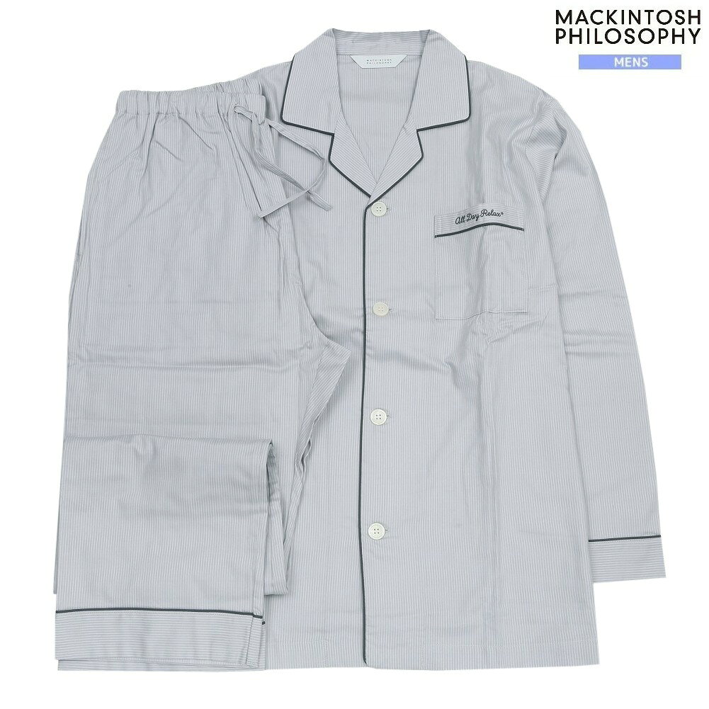 Rakuten - マッキントッシュ パジャマ MACKINTOSH PHILOSOPHY 31%OFF メンズ ブランド ギフト プレゼント 日本製 ストライプ パイピング 前開き 紳士 長袖 長ズボン グレー 1812BE