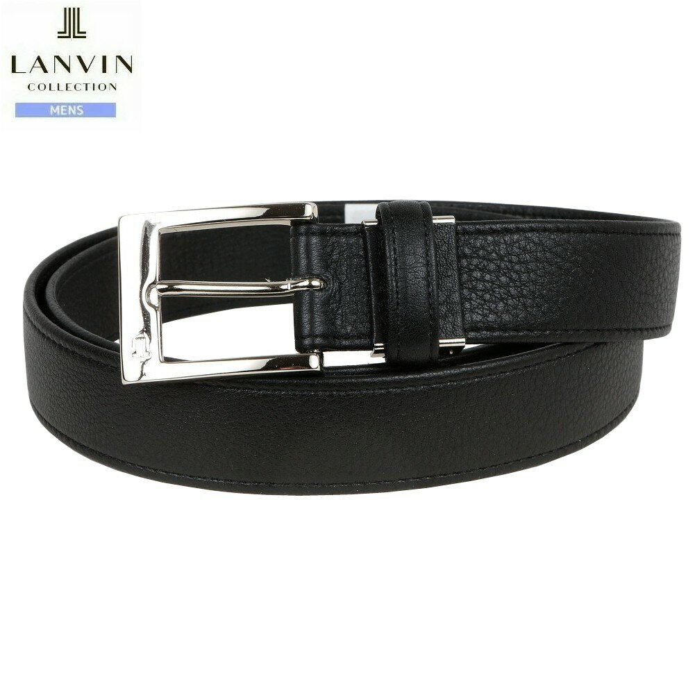 Rakuten - 展示品 ランバン レザーベルト LANVIN COLLECTION メンズ ブランド 日本製 本革 「JL」バックル ストレッチ 黒 2612BE
