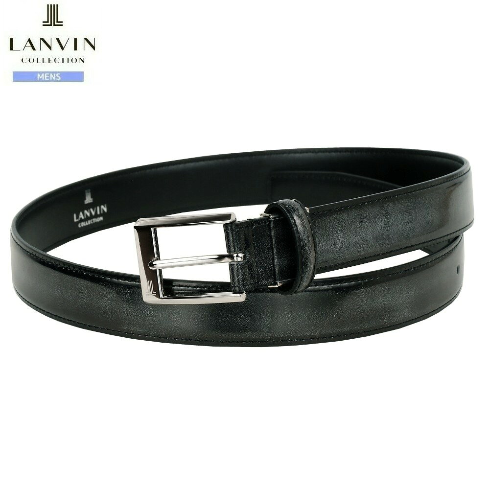 Rakuten - 展示品 ランバン レザーベルト LANVIN COLLECTION メンズ ブランド 日本製 本革 「JL」バックル アドバンレザー 黒 2612BE