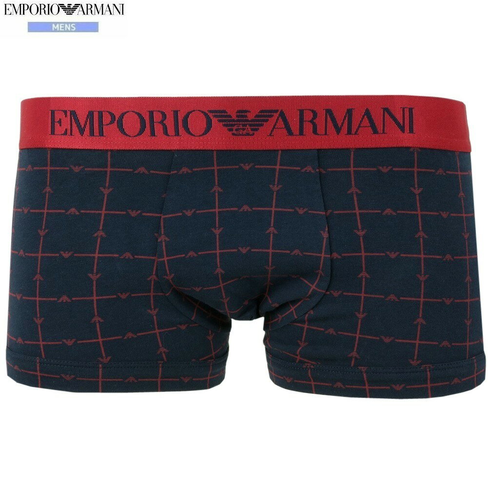 Rakuten - 箱なし エンポリオアルマーニ ボクサーパンツ EMPORIO ARMANI メンズ ブランド LOGOチェック コットン ストレッチ 紺 2301BF【ネコポスで送料無料】
