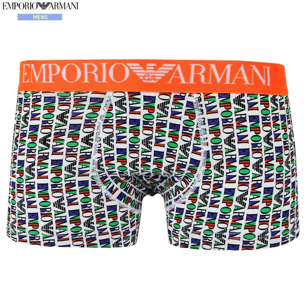 Rakuten - 箱なし エンポリオアルマーニ ボクサーパンツ EMPORIO ARMANI メンズ ブランド ALL OVER LOGO コットン ストレッチ 白 2301BF【ネコポスで送料無料】