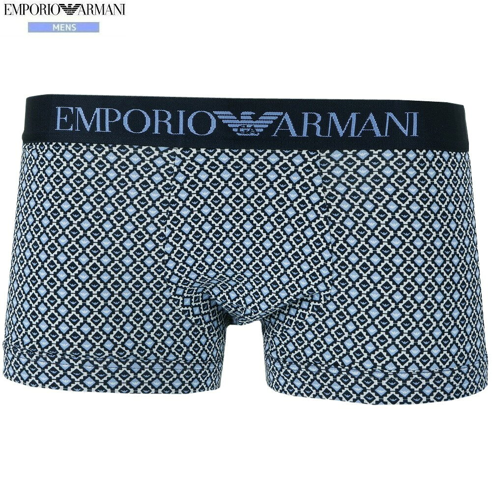 Rakuten - 箱なし エンポリオアルマーニ ボクサーパンツ EMPORIO ARMANI メンズ ブランド CLASSIC PATTERN MIX コットン ストレッチ 青 2301BF【ネコポスで送料無料】