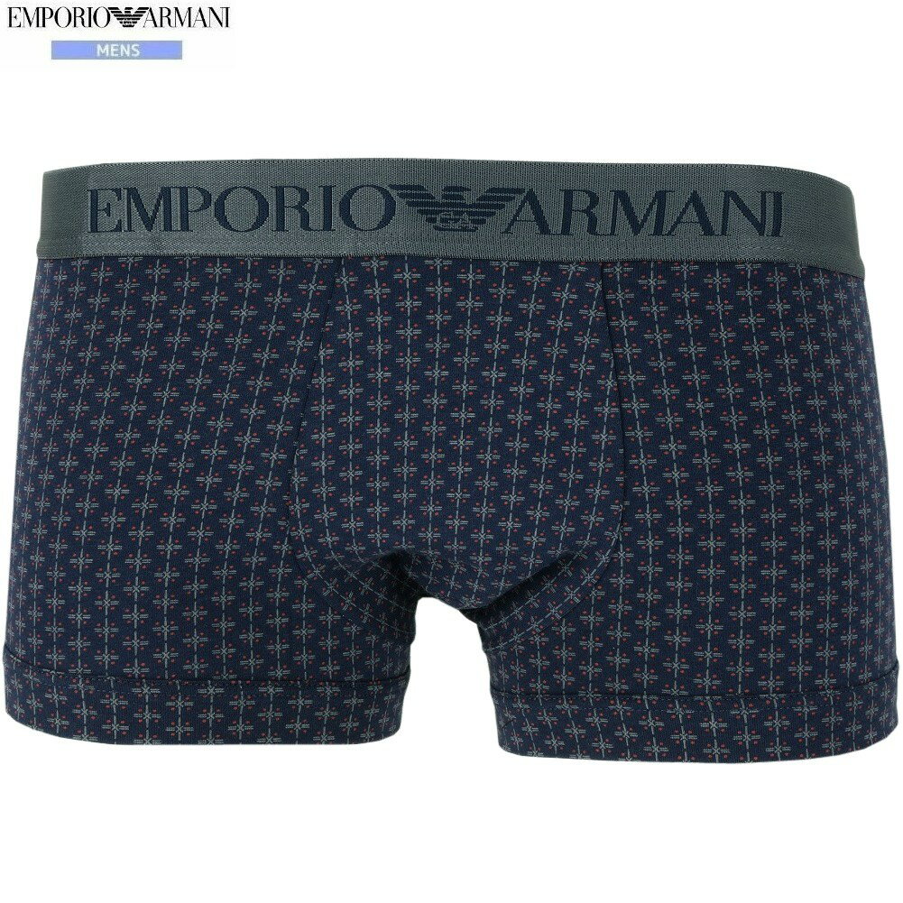 Rakuten - 箱なし エンポリオアルマーニ ボクサーパンツ EMPORIO ARMANI メンズ ブランド CLASSIC PATTERN MIX コットン ストレッチ 紺 2301BF【ネコポスで送料無料】
