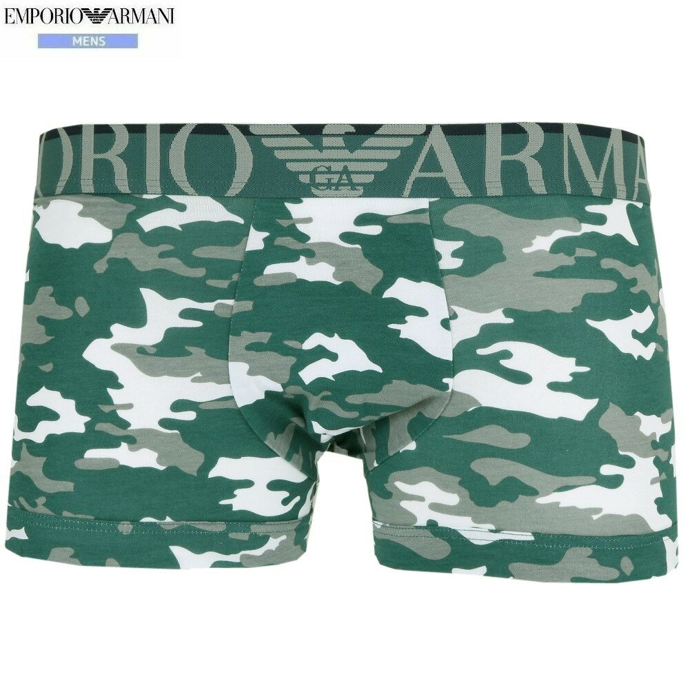 Rakuten - 箱なし エンポリオアルマーニ ボクサーパンツ EMPORIO ARMANI メンズ ブランド ALL OVER CAMOU コットン ストレッチ 緑 1601BF【ネコポスで送料無料】