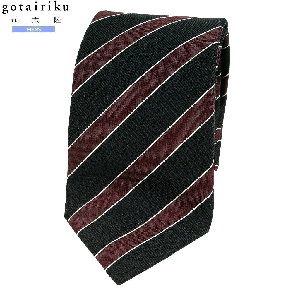 Rakuten - gotairiku ネクタイ 五大陸 50%OFF メンズ ブランド ギフト プレゼント 日本製 ハンドメイド 京都西陣 ストライプ シルク 黒 1106BF【ネコポスで送料無料】