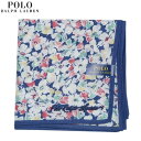 日本製 ポロ・ラルフローレン ハンカチ POLO RALPH LAUREN レディース ブランド ギフト プレゼント 日本製 フラワー コットンシルク 大判 ハンカチーフ 紺 23/10/4 261023【ネコポスで送料無料】