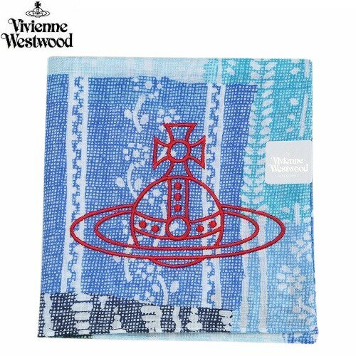 日本製 ヴィヴィアンウエストウッド ハンカチ Vivienne Westwood レディース ブランド ギフト プレゼント 日本製 ORB刺繍 コットン 大判 ハンカチーフ 青 23/11/1 021123【ネコポスで送料無料】