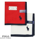 ラルフローレン ポロ・ラルフローレン ハンカチ 2枚セット POLO RALPH LAUREN メンズ レディース ブランド ギフト 日本製 ビッグロゴ ガーゼ ハンカチーフ 赤×白 23/11/1 021123【ネコポスで送料無料】