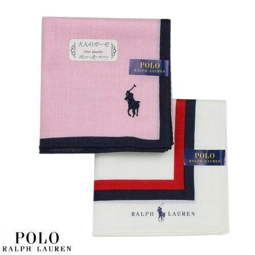 ポロ・ラルフローレン ハンカチ 2枚セット POLO RALPH LAUREN メンズ レディース ブランド ギフト 日本製 ビッグロゴ ガーゼ ハンカチーフ ピンク×白 23/11/1 021123【ネコポスで送料無料】