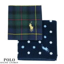 ポロ ラルフローレン ハンカチ 2枚セット POLO RALPH LAUREN メンズ レディース ブランド ギフト ドット チェック タオル ガーゼ 紺×緑 23/11/1 021123【ネコポスで送料無料】