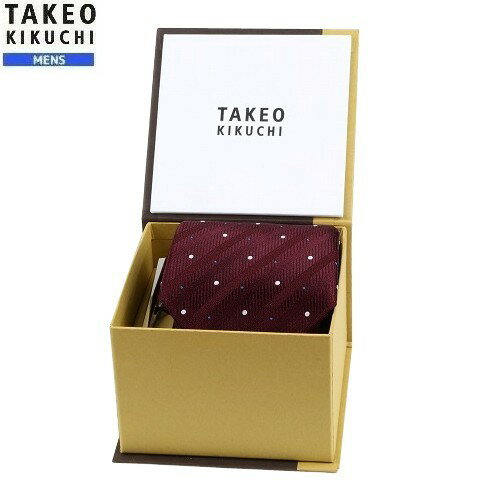 タケオキクチ ネクタイ×タイバー TAKEO KIKUCHI 26%OFF メンズ ブランド ギフト プレゼント GIFTBOX ドットストライプ×ストライプ ボルドー 23/11/5 301123