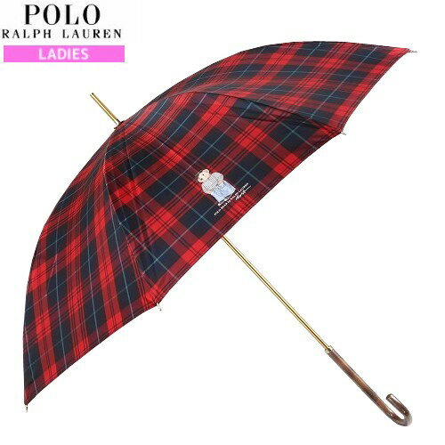 ポロ ラルフローレン 傘 レディース 【新古品】ポロ・ラルフローレン 雨傘 POLO RALPH LAUREN レディース ブランド ギフト プレゼント チェック ポロベア ワンポイント 長傘 婦人 赤 23/11/5 301123