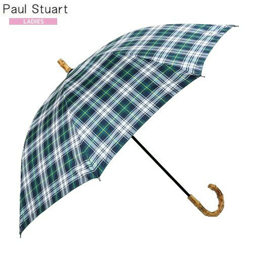 ポールスチュアート 晴雨兼用傘 Paul Stuart 50%OFF レディース ブランド ギフト プレゼント 日本製 80周年記念 バンブーチェックアンブレラ UV加工 長傘 婦人 緑 23/11/5 301123