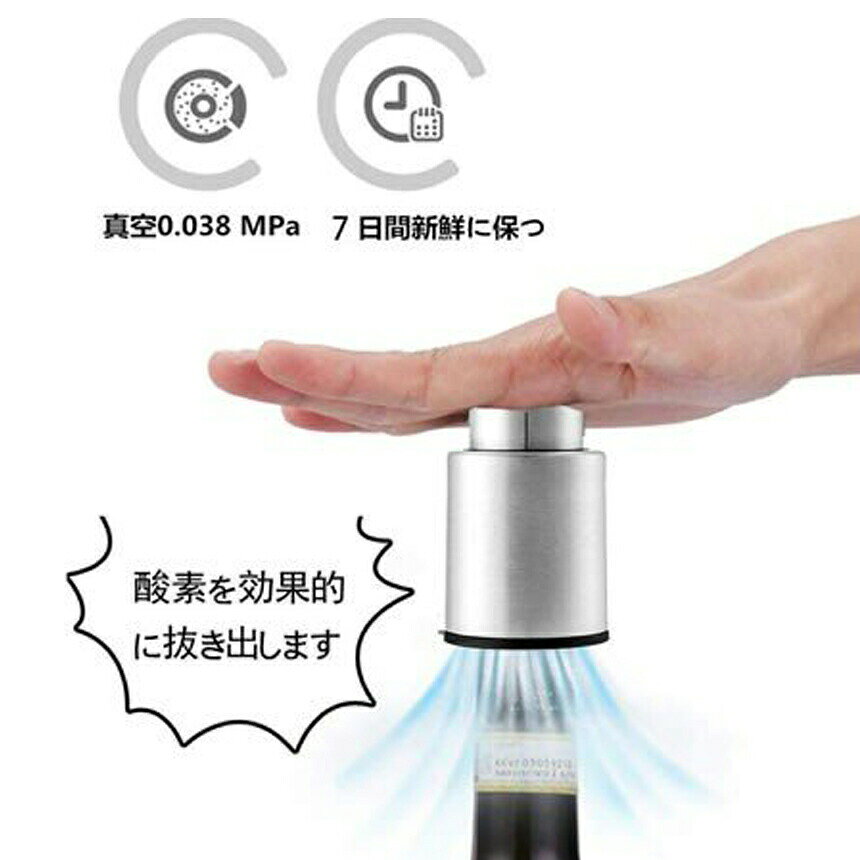 ★期間限定！ポイント5倍★ワインストッパー ワインキーパー ワインセーバー 4個セット ワイン栓 保存器具栓 バキュームポンプ ワイン 真空包装ポンプ 鮮度 保持 日付スケール ステンレス 鋼製 ワイン 送料無料 anfurt-10001431 Anfurt サンプル画像3