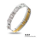 ゲルマニウム ブレスレット ステンレス メンズ 磁気 健康 ブレスレット(シルバー)gestn-006