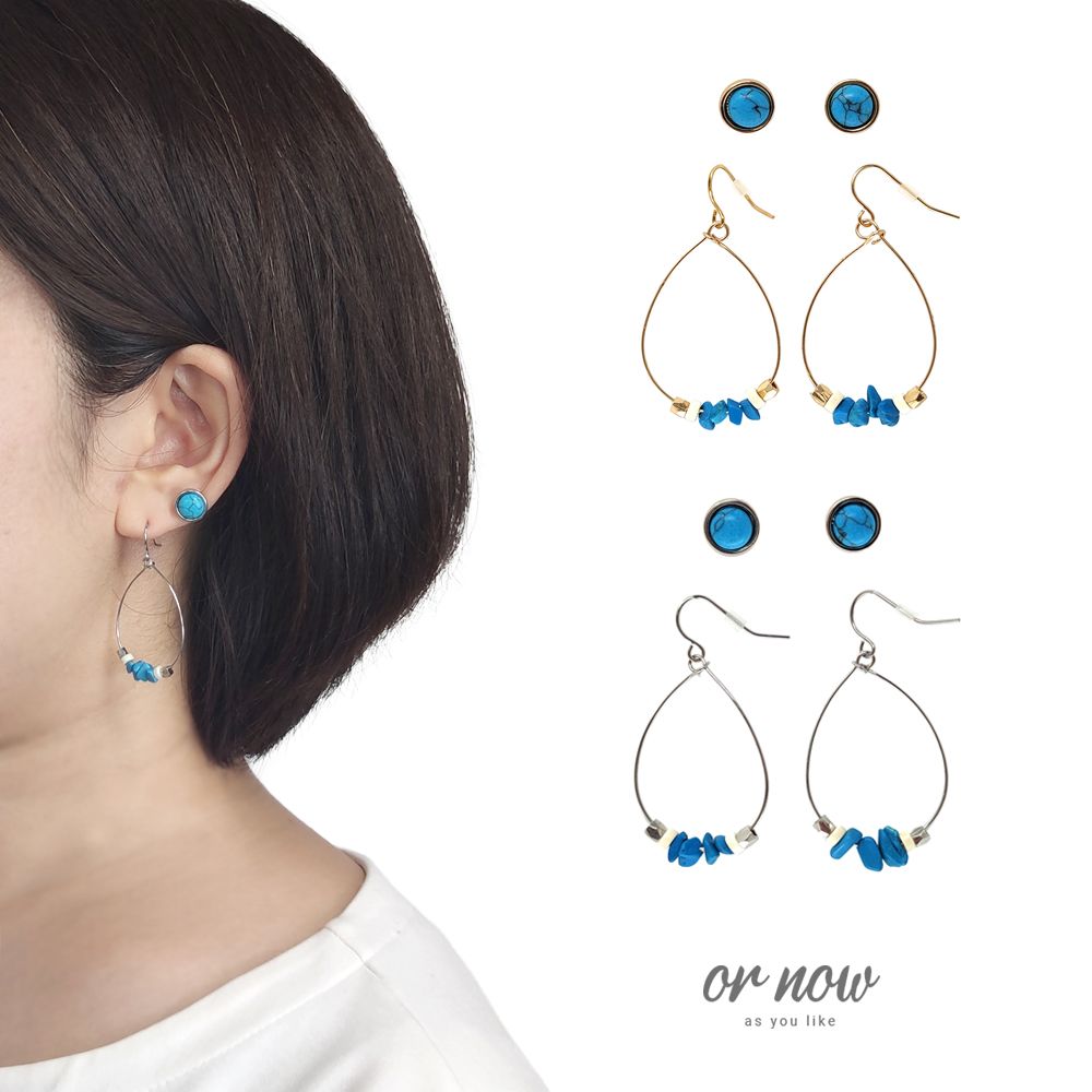レディース ピアス フックピアス ターコイズ 2点セット 揺れる カジュアル