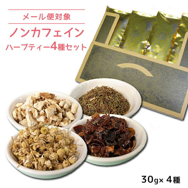 ノンカフェインハーブティーセット 30g×4種 カモミールジャーマン ローズヒップ オレンジピール グリーンルイボス ハーブ メール便 送料無料