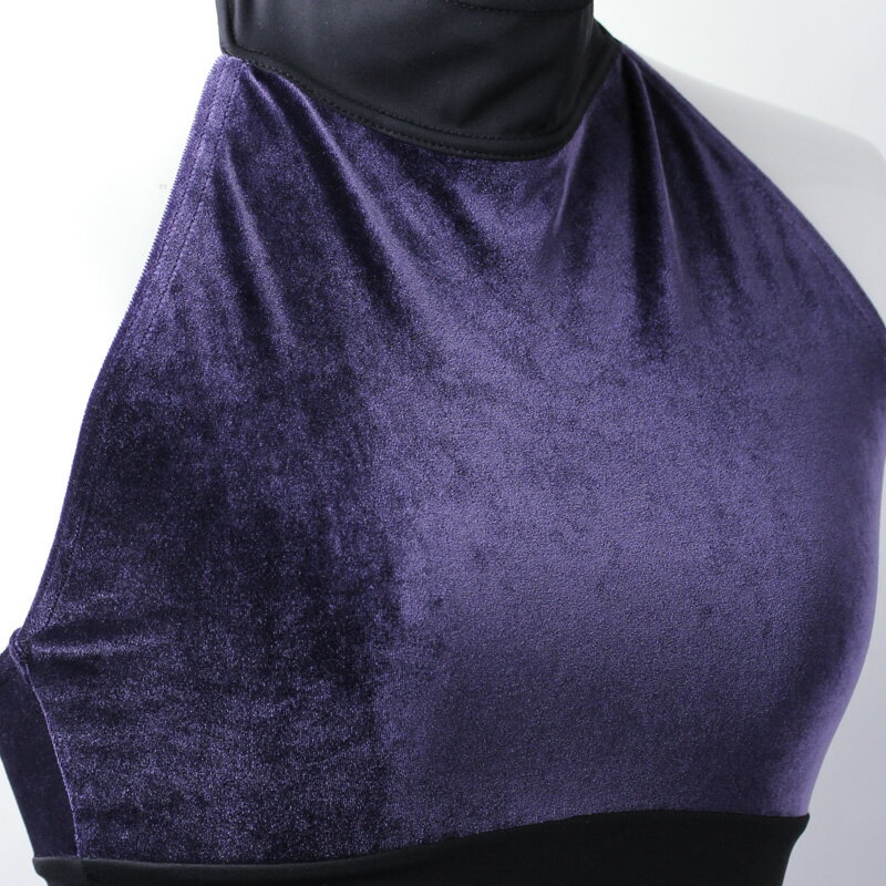 (子供XL〜大人サイズ) スタイリッシュコレクション ベロアホルターネックレオタード05【日本製 バレエ 新体操 社交ダンス かっこいい ジュニア 動きやすい シンプル 白 黒 ホワイト ブラック 練習着 無地 レッスンウエア 初心者 コットン 綿】