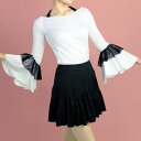 ダンス トップス 日本製 ジュニア 大人 140 150 160 170 XS S M L XL XXL 社交ダンス 袖付き レース 伸縮性 ナイロン ポリエステル 白 黒 ホワイト ブラック 練習着 レッスンウエア 舞台 衣装 初心者 かっこいい 動きやすい シンプル