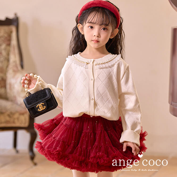 短納期 ニット カーディガン セーター トップス カットソー レース 衣装 女の子 フォーマル 子供