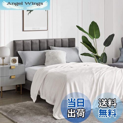 【送料無料】Hansleep 毛布 ダブル 冬用 白 ブランケット マイクロファイバー 柔らかく肌触り フランネル 洗える 静電防止 四季適用 (180x200,ホワイト)