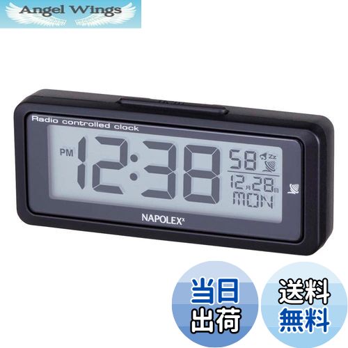 【送料無料】ナポレックス(Napolex) 車用電波時計 ブルーLEDバックライト付き 配線不要 バッテリー式(C..