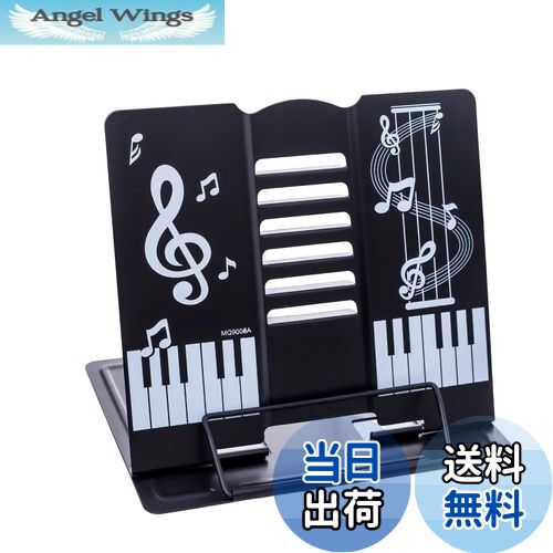 商品情報商品の説明Book Stand主な仕様 折りたたみ可能な譜面台です。ピアノの鍵盤をあしらった可愛らしいデザインです。br折りたたみ可能なので、使わない時や、持ち運びの時にコンパクトにしまえます。br【サイズ】幅：19cm　高さ：21cm　底面スタンド：17cmbr材質はしっかりとしたスチール製です。本体手前に譜面をおさえるフック付きで、譜面をしっかりおさえられます。br本体裏側のアームで譜面台の角度を自由に変えられます。