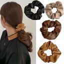 【送料無料】HAPVITAL シュシュ シフォン シュシュ おしゃれ 大人 ヘアロープ ヘアゴム 大人 髪飾り 大きめ 無地 特大 エレガント サテン シンプル ヘアアクセサリー ヘアアクセサリー (レザー4点セット)