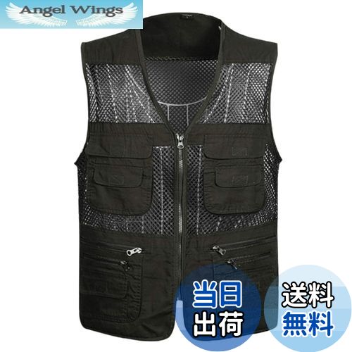 【送料無料】[AOWOFS] メッシュベスト メンズ 釣りベスト カメラマンベスト 多ポケット 作業用ベスト メンズ秋用 撮影 フィッシング 多機能 通気 速乾 防紫外線 アウトドア