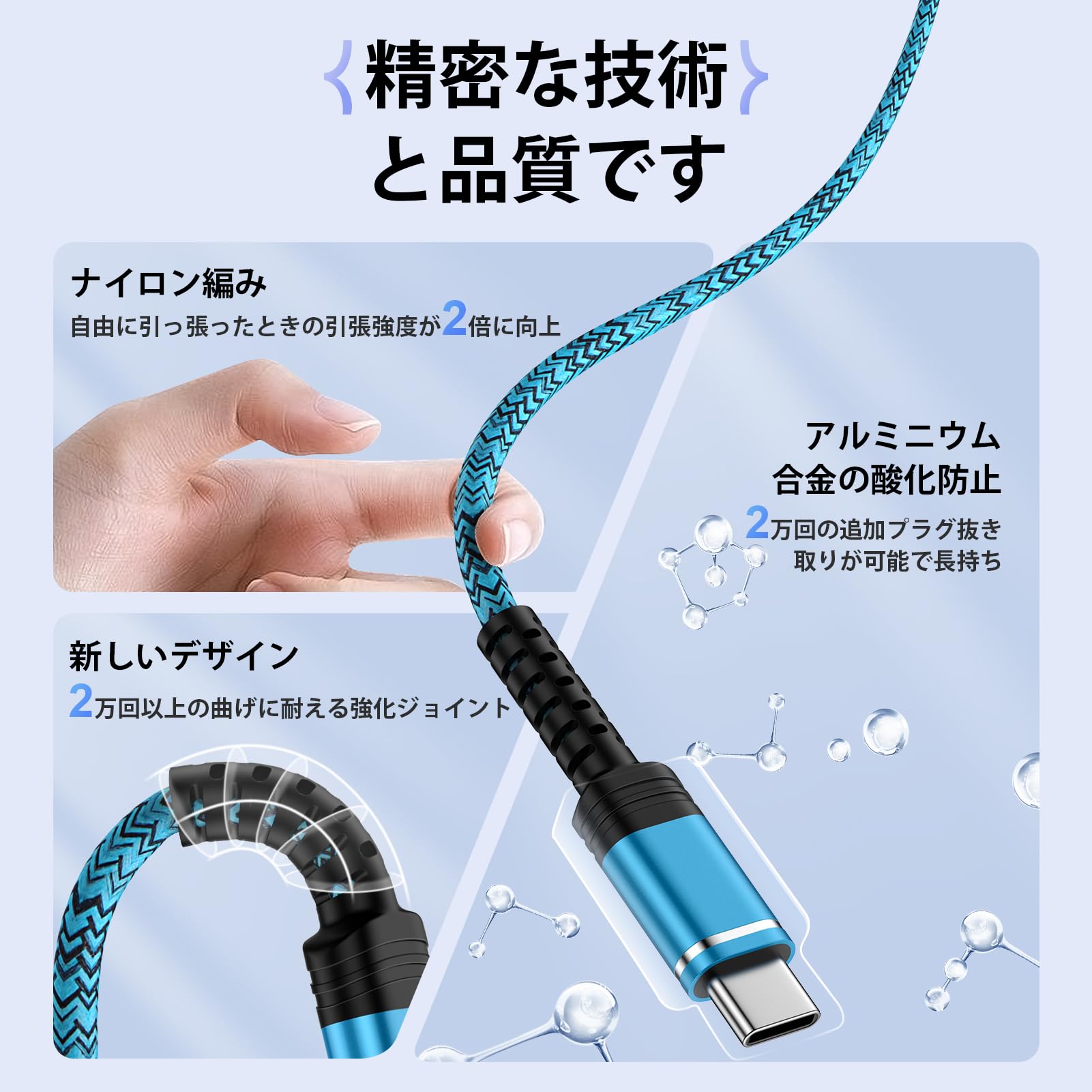 【送料無料】ANNIBER USB Type C ケーブル iphone16 60W急速充電【0.9m+1.8m/2本セット】 PD対応 携帯充電ケーブル USB-C & USB-C ケーブル ナイロン編み 充電コード タイプc データ転送 充電器ケーブル iPhone16/iPhone15/Galaxy/Google Pixel/Xperia 10IV/AQUOS Moto LGな