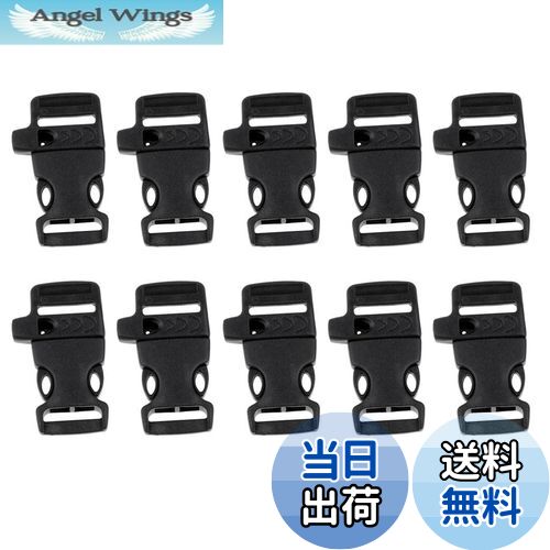 【送料無料】[Fityle] 10個 サイドリリース バックル ホイッスル キャンプ アウトドア用 ブラック, 5.5..