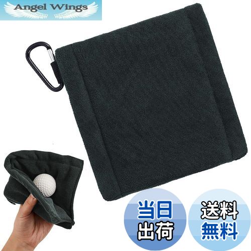 【送料無料】ゴルフボールクリーニングタオル マイクロファイバー タオル カラビナ付き ゴルフクリーニ..
