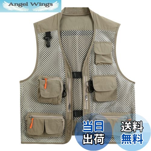 【送料無料】[AOWOFS] メンズ メッシュベスト バックルタイプ 便利 アウトドアベスト 夏 軽量 通気 多機能 カメラマンベスト お釣り 撮影 作業用 薄手 射撃 登山 多ポケット 大きいサイズ